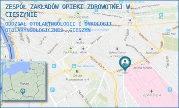 ODDZIAŁ OTOLARYNGOLOGII I ONKOLOGII OTOLARYNGOLOGICZNEJ - ZESPÓŁ ZAKŁADÓW OPIEKI ZDROWOTNEJ W CIESZYNIE - UL. BIELSKA 4,  CIESZYN