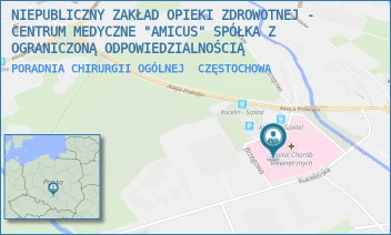 PORADNIA CHIRURGII OGÓLNEJ - NIEPUBLICZNY ZAKŁAD OPIEKI ZDROWOTNEJ - CENTRUM MEDYCZNE "AMICUS" SPÓŁKA Z OGRANICZONĄ ODPOWIEDZIALNOŚCIĄ - ALEJA POKOJU 44,  CZĘSTOCHOWA