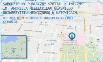 ODCINEK NR 3 CHIRURGII TRANSPLANTACYJNEJ - SAMODZIELNY PUBLICZNY SZPITAL KLINICZNY IM. ANDRZEJA MIELĘCKIEGO ŚLĄSKIEGO UNIWERSYTETU MEDYCZNEGO W KATOWICACH, - UL. FRANCUSKA 20-24,  KATOWICE