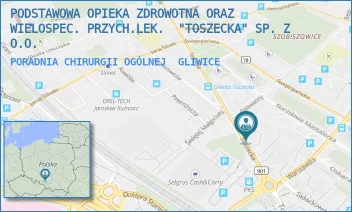 PORADNIA CHIRURGII OGÓLNEJ - PODSTAWOWA OPIEKA ZDROWOTNA ORAZ WIELOSPEC. PRZYCH.LEK.  "TOSZECKA" SP. Z O.O. - UL. TOSZECKA 18,  GLIWICE