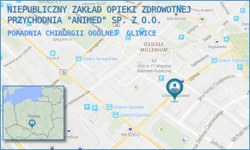 PORADNIA CHIRURGII OGÓLNEJ - NIEPUBLICZNY ZAKŁAD OPIEKI ZDROWOTNEJ PRZYCHODNIA "ANIMED" SP. Z O.O. - UL. LIPOWA 36,  GLIWICE