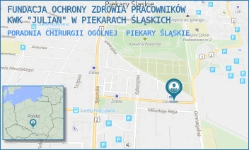 PORADNIA CHIRURGII OGÓLNEJ - FUNDACJA OCHRONY ZDROWIA PRACOWNIKÓW KWK "JULIAN" W PIEKARACH ŚLĄSKICH - UL. GEN.J. ZIĘTKA 30,  PIEKARY ŚLĄSKIE