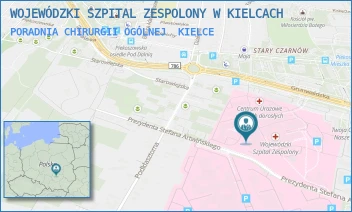 PORADNIA CHIRURGII OGÓLNEJ - WOJEWÓDZKI SZPITAL ZESPOLONY W KIELCACH - GRUNWALDZKA 45,  KIELCE