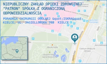 PORADNIA CHIRURGII OGÓLNEJ "ISKRA" KIELCE, UL. JAGIELLOŃSKA 76B - NIEPUBLICZNY ZAKŁAD OPIEKI ZDROWOTNEJ "PATRON" SPÓŁKA Z OGRANICZONĄ ODPOWIEDZIALNOŚCIĄ - JAGIELLOŃSKA 76B,  KIELCE