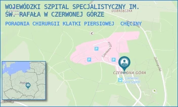 PORADNIA CHIRURGII KLATKI PIERSIOWEJ - WOJEWÓDZKI SZPITAL SPECJALISTYCZNY IM. ŚW. RAFAŁA W CZERWONEJ GÓRZE - CZERWONA GÓRA 10,  CHĘCINY