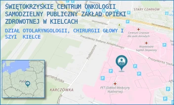 DZIAŁ OTOLARYNGOLOGII, CHIRURGII GŁOWY I SZYI - ŚWIĘTOKRZYSKIE CENTRUM ONKOLOGII SAMODZIELNY PUBLICZNY ZAKŁAD OPIEKI ZDROWOTNEJ W KIELCACH - ARTWIŃSKIEGO 3,  KIELCE