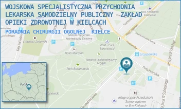 PORADNIA CHIRURGII OGOLNEJ - WOJSKOWA SPECJALISTYCZNA PRZYCHODNIA LEKARSKA SAMODZIELNY PUBLICZNY  ZAKŁAD OPIEKI ZDROWOTNEJ W KIELCACH - SZCZEPANIAKA 23,  KIELCE