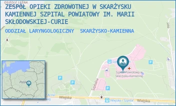 ODDZIAŁ LARYNGOLOGICZNY - ZESPÓŁ OPIEKI ZDROWOTNEJ W SKARŻYSKU-KAMIENNEJ SZPITAL POWIATOWY IM. MARII SKŁODOWSKIEJ-CURIE - SZPITALNA 1,  SKARŻYSKO-KAMIENNA