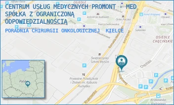 PORADNIA CHIRURGII ONKOLOGICZNEJ - CENTRUM USŁUG MEDYCZNYCH PROMONT - MED SPÓŁKA Z OGRANICZONĄ ODPOWIEDZIALNOŚCIĄ - CHĘCIŃSKA 40A,  KIELCE
