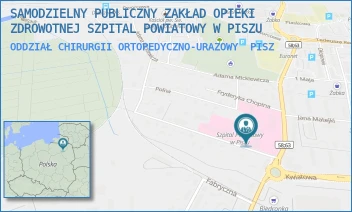 ODDZIAŁ CHIRURGII ORTOPEDYCZNO-URAZOWY - SAMODZIELNY PUBLICZNY ZAKŁAD OPIEKI ZDROWOTNEJ SZPITAL POWIATOWY W PISZU - SIENKIEWICZA 2,  PISZ