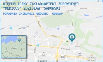 PORADNIA CHIRURGII OGÓLNEJ - NIEPUBLICZNY ZAKŁAD OPIEKI ZDROWOTNEJ "MEDICUS" ZDZISŁAW  SADOWSKI - SŁONECZNA 9,  GOŁDAP