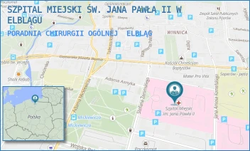 PORADNIA CHIRURGII OGÓLNEJ - SZPITAL MIEJSKI ŚW. JANA PAWŁA II W ELBLĄGU - ŻEROMSKIEGO 22,  ELBLĄG