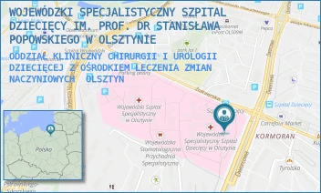 ODDZIAŁ KLINICZNY CHIRURGII I UROLOGII DZIECIĘCEJ Z OŚRODKIEM LECZENIA ZMIAN NACZYNIOWYCH - WOJEWÓDZKI SPECJALISTYCZNY SZPITAL DZIECIĘCY IM. PROF. DR STANISŁAWA POPOWSKIEGO W OLSZTYNIE - ŻOŁNIERSKA 18 A,  OLSZTYN