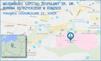PORADNIA CHIRURGICZNA II - WOJEWÓDZKI SZPITAL ZESPOLONY IM. DR. ROMANA OSTRZYCKIEGO W KONINIE - KARDYNAŁA S. WYSZYŃSKIEGO 1,  KONIN