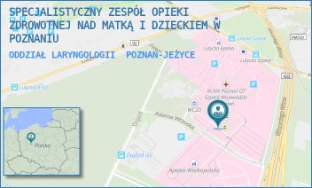 ODDZIAŁ LARYNGOLOGII - SPECJALISTYCZNY ZESPÓŁ OPIEKI ZDROWOTNEJ NAD MATKĄ I DZIECKIEM W POZNANIU - ADAMA WRZOSKA 1,  POZNAŃ-JEŻYCE