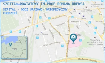 SZPITAL - ODDZ URAZOWO- ORTOPEDYCZNY - SZPITAL POWIATOWY IM PROF ROMANA DREWSA - ŻEROMSKIEGO 29,  CHODZIEŻ