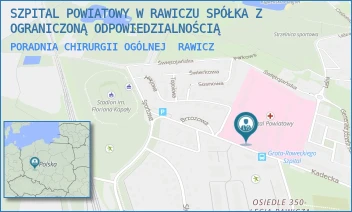 PORADNIA CHIRURGII OGÓLNEJ - SZPITAL POWIATOWY W RAWICZU SPÓŁKA Z OGRANICZONĄ ODPOWIEDZIALNOŚCIĄ - GEN. GROTA ROWECKIEGO 6,  RAWICZ