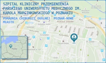 PORADNIA CHIRURGII OGÓLNEJ - SZPITAL KLINICZNY PRZEMIENIENIA PAŃSKIEGO UNIWERSYTETU MEDYCZNEGO IM. KAROLA MARCINKOWSKIEGO W POZNANIU - OS.RUSA 55,  POZNAŃ-NOWE MIASTO