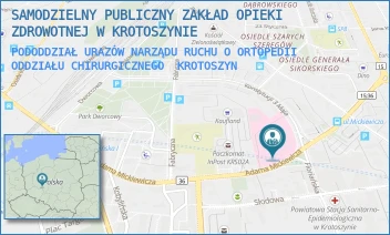 PODODDZIAŁ URAZÓW NARZĄDU RUCHU O ORTOPEDII ODDZIAŁU CHIRURGICZNEGO - SAMODZIELNY PUBLICZNY ZAKŁAD OPIEKI ZDROWOTNEJ W KROTOSZYNIE - MICKIEWICZA 21,  KROTOSZYN