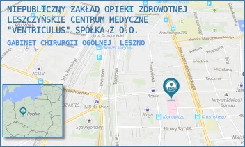 GABINET CHIRURGII OGÓLNEJ - NIEPUBLICZNY ZAKŁAD OPIEKI ZDROWOTNEJ LESZCZYŃSKIE CENTRUM MEDYCZNE "VENTRICULUS" SPÓŁKA Z O.O. - SŁOWIAŃSKA 41,  LESZNO