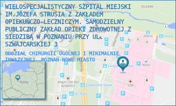 ODDZIAŁ CHIRURGII OGÓLNEJ I MINIMALNIE INWAZYJNEJ - WIELOSPECJALISTYCZNY SZPITAL MIEJSKI IM.JÓZEFA STRUSIA Z ZAKŁADEM OPIEKUŃCZO-LECZNICZYM. SAMODZIELNY PUBLICZNY ZAKŁAD OPIEKI ZDROWOTNEJ Z SIEDZIBĄ W POZNANIU PRZY UL. SZWAJCARSKIEJ 3 - SZWAJCARSKA 3,  POZNAŃ-NOWE MIASTO