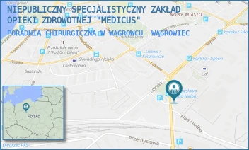 PORADNIA CHIRURGICZNA W WĄGROWCU - NIEPUBLICZNY SPECJALISTYCZNY ZAKŁAD OPIEKI ZDROWOTNEJ "MEDICUS" - PRZEMYSŁOWA 42,  WĄGROWIEC