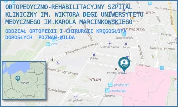 ODDZIAŁ ORTOPEDII I CHIRURGII KRĘGOSŁUPA DOROSŁYCH - ORTOPEDYCZNO-REHABILITACYJNY SZPITAL KLINICZNY IM. WIKTORA DEGI UNIWERSYTETU MEDYCZNEGO IM.KAROLA MARCINKOWSKIEGO - 28 CZERWCA 1956R. 135/147,  POZNAŃ-WILDA