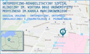 ODDZIAŁ URAZOWO - ORTOPEDYCZNY, ORTOPEDII ONKOLOGICZNEJ I TRAUMATOLOGII A - ORTOPEDYCZNO-REHABILITACYJNY SZPITAL KLINICZNY IM. WIKTORA DEGI UNIWERSYTETU MEDYCZNEGO IM.KAROLA MARCINKOWSKIEGO - 28 CZERWCA 1956R. 135/147,  POZNAŃ-WILDA