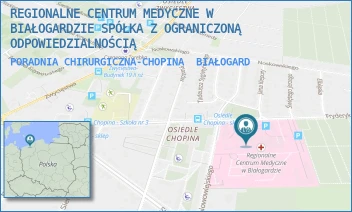 PORADNIA CHIRURGICZNA-CHOPINA - REGIONALNE CENTRUM MEDYCZNE W BIAŁOGARDZIE SPÓŁKA Z OGRANICZONĄ ODPOWIEDZIALNOŚCIĄ - CHOPINA 29,  BIAŁOGARD
