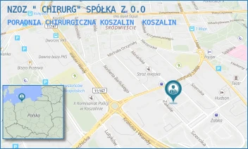 PORADNIA CHIRURGICZNA KOSZALIN - NZOZ " CHIRURG" SPÓŁKA Z O.O - ZAKOLE 1/A,  KOSZALIN