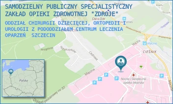 ODDZIAŁ CHIRURGII DZIECIĘCEJ, ORTOPEDII I UROLOGII Z PODODDZIAŁEM CENTRUM LECZENIA OPARZEŃ - SAMODZIELNY PUBLICZNY SPECJALISTYCZNY ZAKŁAD OPIEKI ZDROWOTNEJ "ZDROJE" W SZCZECINIE - MĄCZNA 4,  SZCZECIN