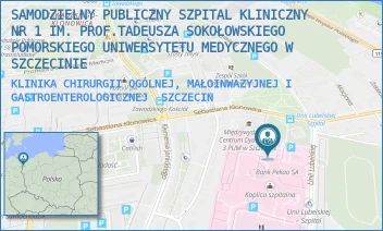 KLINIKA CHIRURGII OGÓLNEJ, MAŁOINWAZYJNEJ I GASTROENTEROLOGICZNEJ - UNIWERSYTECKI SZPITAL KLINICZNY NR 1 IM. PROF. TADEUSZA SOKOŁOWSKIEGO PUM W SZCZECINIE - UNII LUBELSKIEJ 1,  SZCZECIN