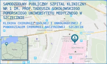 KLINIKA CHIRURGII OGÓLNEJ I ONKOLOGICZNEJ Z PODODDZIAŁEM CHIRURGII NACZYNIOWEJ - UNIWERSYTECKI SZPITAL KLINICZNY NR 1 IM. PROF. TADEUSZA SOKOŁOWSKIEGO PUM W SZCZECINIE - UNII LUBELSKIEJ 1,  SZCZECIN