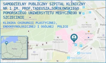 KLINIKA CHIRURGII PLASTYCZNEJ, ENDOKRYNOLOGICZNEJ I OGÓLNEJ - UNIWERSYTECKI SZPITAL KLINICZNY NR 1 IM. PROF. TADEUSZA SOKOŁOWSKIEGO PUM W SZCZECINIE - SIEDLECKA 2,  POLICE