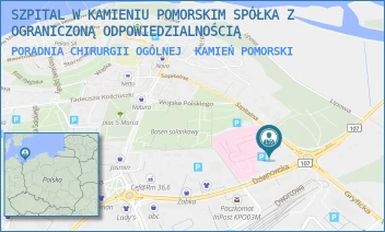 PORADNIA CHIRURGII OGÓLNEJ - SZPITAL W KAMIENIU POMORSKIM SPÓŁKA Z OGRANICZONĄ ODPOWIEDZIALNOŚCIĄ - SZPITALNA 10,  KAMIEŃ POMORSKI