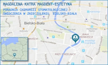PORADNIA CHIRURGII STOMATOLOGICZNEJ - ŚWIDCZENIA W ZNIECZULENIU - MAGDALENA KATRA MAGDENT-ESTETYKA - UL. BOHATERÓW WARSZAWY 13A/1,  BIELSKO-BIAŁA