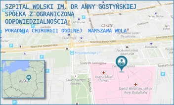 PORADNIA CHIRURGII OGÓLNEJ - SZPITAL WOLSKI IM. DR ANNY GOSTYŃSKIEJ SPÓŁKA Z OGRANICZONĄ ODPOWIEDZIALNOŚCIĄ - MARCINA KASPRZAKA 17,  WARSZAWA WOLA