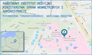PODODDZIAŁ TORAKOCHIRURGII - PAŃSTWOWY INSTYTUT MEDYCZNY MINISTERSTWA SPRAW WEWNĘTRZNYCH I ADMINISTRACJI - WOŁOSKA 137,  WARSZAWA MOKOTÓW