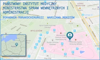 PORADNIA TORAKOCHIRURGII - PAŃSTWOWY INSTYTUT MEDYCZNY MINISTERSTWA SPRAW WEWNĘTRZNYCH I ADMINISTRACJI - WOŁOSKA 137,  WARSZAWA MOKOTÓW