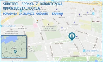 PORADNIA CHIRURGII OGÓLNEJ - SURGIPOL SPÓŁKA Z OGRANICZONĄ ODPOWIEDZIALNOŚCIĄ - UL. KROWODERSKA 17,  KRAKÓW