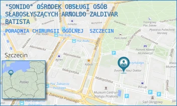 PORADNIA CHIRURGII OGÓLNEJ - "SONIDO" OŚRODEK OBSŁUGI OSÓB SŁABOSŁYSZĄCYCH ARNOLDO ZALDIVAR BATISTA - TEOFILA STARZYŃSKIEGO 2,  SZCZECIN